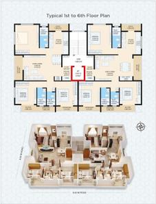 Floor Plan Image of 1500 Sq.ft 3 BHK Apartment / Flat for sale in Deepali Nagar Nashik for Rs. 7800000