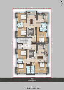Floor Plan Image of 1450 Sq.ft 3 BHK Apartment / Flat for sale in Anna Nagar Chennai for Rs. 27100000