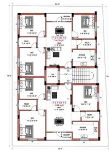Floor Plan Image of 1056 Sq.ft 3 BHK Apartment / Flat for sale in Nanganallur Chennai for Rs. 13200000