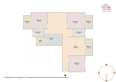 Image of 1510 Sq.ft 3 BHK Apartment / Flat for sale in Vishwapriya Vertical Garden by Essar Property Management, Nayandahalli, Bengaluru for Rs. 22150000