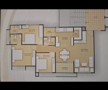 Floor Plan Image of 1035 Sq.ft 3 BHK Apartment / Flat for sale in New Ranip Ahmedabad for Rs. 8000000