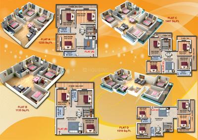 Floor Plan Image of 1235 Sq.ft 3 BHK Apartment / Flat for sale in Saraidhella Dhanbad for Rs. 3150000