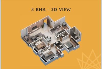 Image of 1550 Sq.ft 3 BHK Apartment / Flat for sale in Mantra Melange, Kharadi, Pune for Rs. 17200000