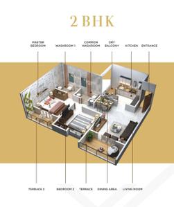 Image of 1058 Sq.ft 2 BHK Apartment / Flat for sale in Basil Maximus, Punawale, Pune for Rs. 8200000