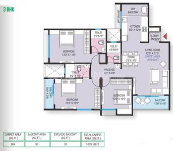 Image of 1619 Sq.ft 3 BHK Apartment / Flat for sale in Maheshwaram Vrinda Phase 1, Ravet, Pune for Rs. 12500000