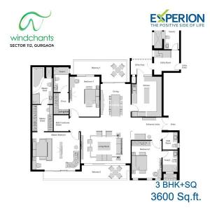 Floor Plan Image of 3699 Sq.ft 3 BHK Apartment / Flat for sale in Experion Windchants, Sector 112 Gurgaon for Rs. 55000000