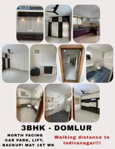 Image of 1850 Sq.ft 3 BHK Apartment / Flat for rent in Domlur Layout, Bengaluru for Rs. 80000