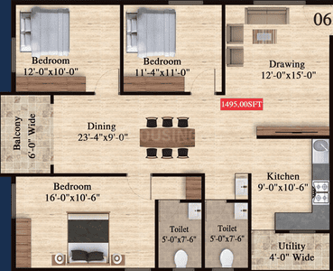 Image of 1490 Sq.ft 3 BHK Apartment / Flat for sale in Byrathi, Bengaluru for Rs. 10900000