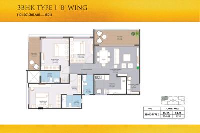Image of 1663 Sq.ft 3 BHK Apartment / Flat for sale in Karve Nagar, Pune for Rs. 22100000