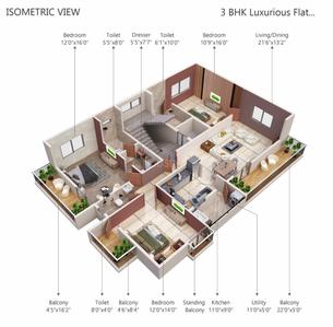 Image of 1800 Sq.ft 3 BHK Apartment / Flat for sale in Shambhu Nagar, Nagpur for Rs. 6800000