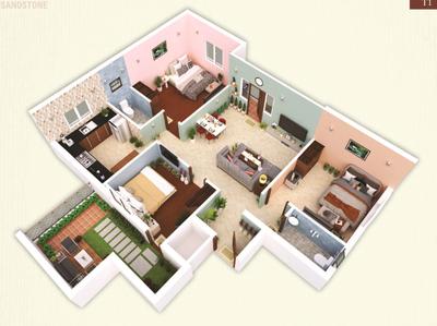 Floor Plan Image of 1205 Sq.ft 3 BHK Apartment / Flat for sale in Thiruneermalai Chennai for Rs. 7531250