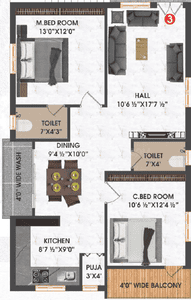 Image of 1270 Sq.ft 2 BHK Apartment / Flat for sale in KSKN Happy Nest, Ameenpur, Sangareddy for Rs. 5715000