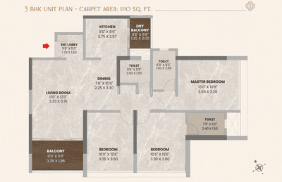 Image of 1100 Sq.ft 2 BHK Apartment / Flat for sale in Venkatesh Serenique Phase 1, Bavdhan, Pune for Rs. 9400000