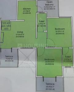 Floor Plan Image of 932 Sq.ft 2 BHK Apartment / Flat for sale in Moshi Pune for Rs. 5950000