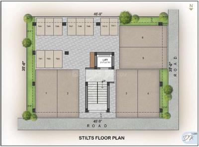 Floor Plan Image of 853 Sq.ft 2 BHK Apartment / Flat for sale in Vengaivasal Chennai for Rs. 5800000