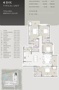 Image of 2210 Sq.ft 4 BHK Apartment / Flat for sale in White Field Ville, Whitefield, Bengaluru for Rs. 37400000