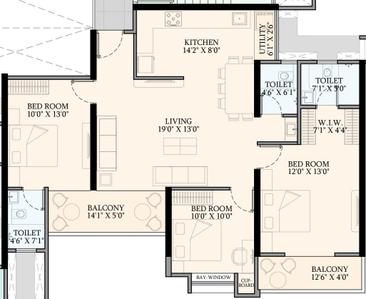 Image of 1393 Sq.ft 3 BHK Apartment / Flat for sale in Shakuntal Alentia Phase I, Charholi Budruk, Pune for Rs. 9500000