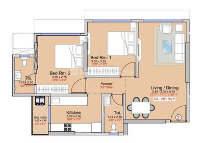 Image of 781 Sq.ft 2 BHK Apartment / Flat for sale in Shraddha Presidency, Vikhroli East, Mumbai for Rs. 14500000