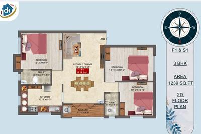 Image of 1239 Sq.ft 3 BHK Apartment / Flat for sale in Tambaram East, Chennai for Rs. 8982750