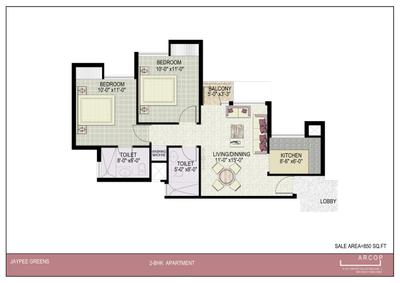 Image of 900 Sq.ft 2 BHK Apartment / Flat for sale in Jaypee Kosmos, Sector 134, Noida for Rs. 8000000