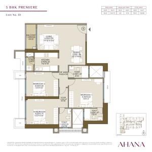 Image of 1200 Sq.ft 3 BHK Apartment / Flat for sale in L And T Ahana Tower A, Malad East, Mumbai for Rs. 40900000