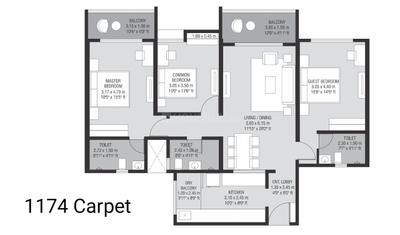 Image of 1100 Sq.ft 2 BHK Apartment / Flat for sale in Mantra Melange, Kharadi, Pune for Rs. 11000000