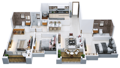 Image of 1698 Sq.ft 3 BHK Apartment / Flat for sale in Nyati Equinox I, Bavdhan, Pune for Rs. 15700000