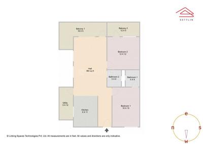 Image of 1327 Sq.ft 2 BHK Apartment / Flat for sale in Kadubeesanahalli, Bengaluru for Rs. 9200000