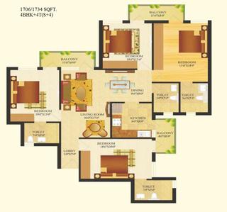 Image of 1735 Sq.ft 4 BHK Apartment / Flat for sale in Rising Homes At DXP 92, Sector 92, Gurgaon for Rs. 16000000