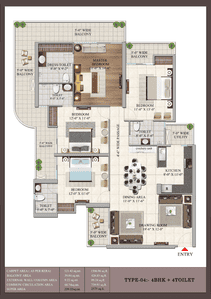 Floor Plan Image of 2575 Sq.ft 4 BHK Apartment / Flat for sale in Aigin Royal Park, Aditya World City Ghaziabad for Rs. 23275000