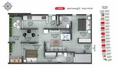 Image of 1113 Sq.ft 2 BHK Apartment / Flat for sale in Incor Lake City, Patancheru, Sangareddy for Rs. 7700000