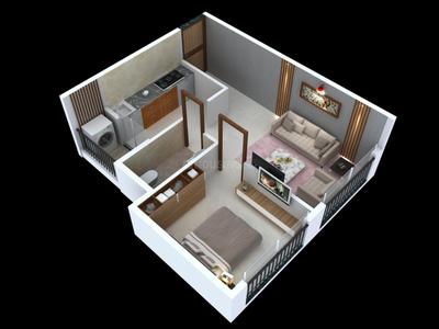 Floor Plan Image of 600 Sq.ft 1 BHK Apartment / Flat for sale in Kopar Khairane Navi Mumbai for Rs. 8000000