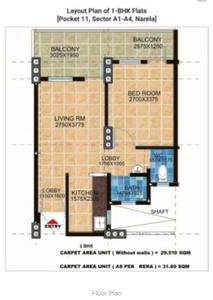 Image of 650 Sq.ft 1 BHK Apartment / Flat for sale in DDA Flats, Narela, New Delhi for Rs. 3800000