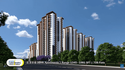 Image of 1616 Sq.ft 3 BHK Apartment / Flat for sale in Aparna Cyber Heights, Osman Nagar, Hyderabad for Rs. 14500000