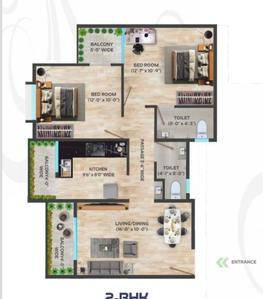 Image of 1000 Sq.ft 2 BHK Apartment / Flat for sale in Zingabai Takli, Nagpur for Rs. 3900000
