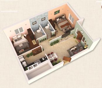Floor Plan Image of 779 Sq.ft 2 BHK Apartment / Flat for sale in Tambaram East Chennai for Rs. 5063500