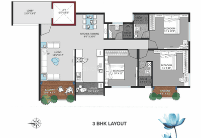 Image of 1507 Sq.ft 3 BHK Apartment / Flat for sale in Govind Nagar, Nashik for Rs. 7900000