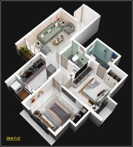 Image of 865 Sq.ft 2 BHK Apartment / Flat for sale in Satghare Viraj Residency, Palghar, Mumbai for Rs. 3565000