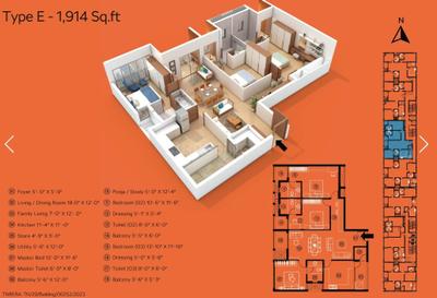 Image of 1871 Sq.ft 3 BHK Apartment / Flat for sale in Anna Nagar, Chennai for Rs. 34600000