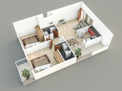 Image of 1243 Sq.ft 3 BHK Apartment / Flat for sale in Vrushabadri Winter Park, Varthur, Bengaluru for Rs. 13000000