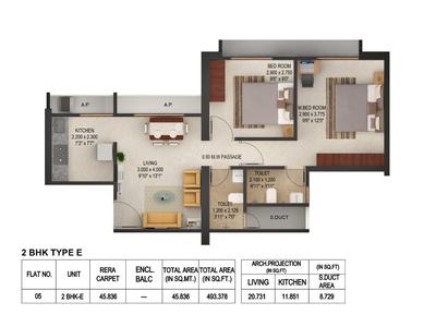 Image of 510 Sq.ft 1 BHK Apartment / Flat for sale in Puraniks Magnificent Bali, Thane West, Thane for Rs. 4500000