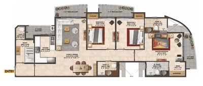 Image of 1848 Sq.ft 3 BHK Apartment / Flat for sale in Sushant Golf City, Lucknow for Rs. 24800000