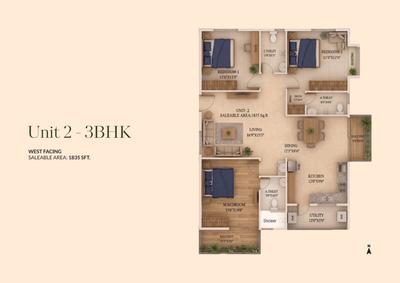 Image of 1465 Sq.ft 2 BHK Apartment / Flat for sale in Kalkere, Bengaluru for Rs. 13917500