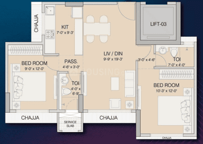 Floor Plan Image of 650 Sq.ft 1 BHK Apartment / Flat for sale in Ruparel Crest, Kurla East Mumbai for Rs. 9500000