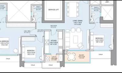 Image of 1200 Sq.ft 3 BHK Apartment / Flat for sale in Godrej Horizon Phase III, Wadala, Mumbai for Rs. 57500000