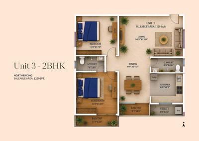 Image of 1220 Sq.ft 2 BHK Apartment / Flat for sale in Horamavu, Bengaluru for Rs. 10370000