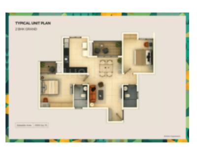 Image of 1309 Sq.ft 3 BHK Apartment / Flat for sale in Provident Sangam, Kelambakkam, Chennai for Rs. 9500000