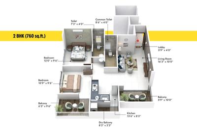 Image of 1028 Sq.ft 2 BHK Apartment / Flat for sale in Sai Essen Vaastu Dreams III, Chikhali, Pune for Rs. 6300000