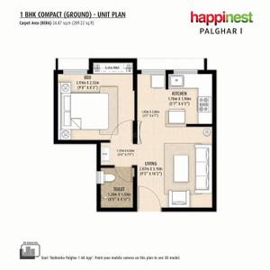 Image of 500 Sq.ft 1 BHK Apartment / Flat for sale in Mahindra Happinest Palghar 1, Palghar, Mumbai for Rs. 1955000