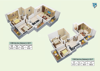 Image of 979 Sq.ft 2 BHK Apartment / Flat for sale in T And P C P Shine, Bhugaon, Pune for Rs. 5740000